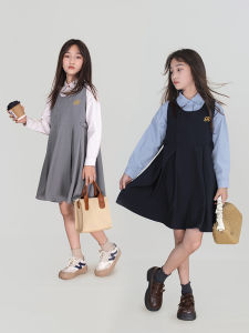 Special Sale Clearance! Single Piece Vest Dress Girls Childhood Spring Autumn School Style Frock for Ages 6-14