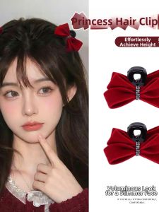 MOYAJIEKA | New Year Red Velvet Hair Clip Ribbon Bow Accessory