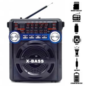 AM-058 FM/AM/SW1-6 8 Band Antenna Radio Rechargeable USB Speaker with Flashlight support AUX in/ SD/ TF/ MP3 Player