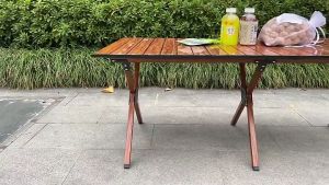 【READY STOCK】Camping Folding Table Outdoor Glamping Folding Solid Pine / Beech Wood Portable Roll Table Picnic Meja Berkelah Portable Egg Roll Table With Canvas Storage Bag Dining Folding Camping Chair 户外折叠桌野餐桌