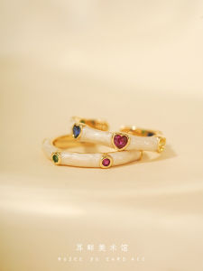 A White Enamel Inspheration Ring Female Special-Interest Design Strange Easiest for Match Accessible Luxury Fancy Fashion