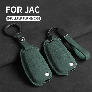 2 3 Button Suede Car Flip Key Case Cover Fob For JAC S2 Refine S3 S4 S5 S7 R3 A5 JAC A13 A13RS Refine M3 V7 T6 Pickup Fritson T8