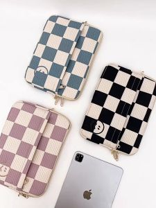 Sleeve Pouch Sarung Tas Bag Pillow Case Ipad Tab Tablet Macbook Air Pro Laptop Asus Acer Lenovo HP Huawei Samsung 11 12 13 14 15 inch Motif Smile Kotak Warna Hitam Biru Soft Blue Ungu Purple Lilac Lucu Cute Murah Korean Model Jinjing Tali Selempang