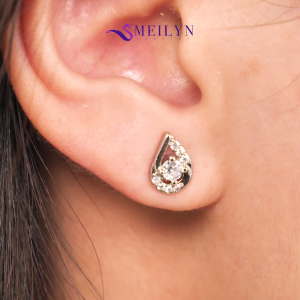 MEILYN Anting Tusuk Wanita Model Tetes GG4 Teardrop Lingkar Perak 18K 0252230117