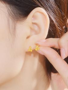 ZHOU LIU FU 周六福 24K Gold Earrings Cherry Earrings Flowers Jewelry for Women Girl Friend Anniversary Birthday A0915205