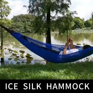 Camping Hiking Hammock Duyan Double Outdoor Foldable Hammock Travel Hammock Ice Silk Hammock Duyan