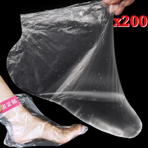  【Grilrigrin】 200 chiếc Túi đựng chân dùng một lần trong suốt Túi đựng chân tay có miếng dán cố định miếng dán cai nghiện Spa ngăn ngừa nhiễm trùng móng chân loại bỏ găng tay chân nứt nẻ chăm sóc da tay