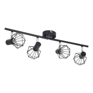 JOYINLED 4-Headed Track Lighting Adjustable Black Ceiling Spotlights with E14 Sockets AC90-260V for Shop Gallery Showroom