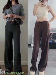 High Waist Wide Leg Yoga Pants Womens Long Trousers Visual Lengthening Leg Effect Comfortable Casual Pants Office Wear