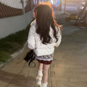 CHANGTONG | Fashionable Thickened Corduroy Cotton Jacket Polka Dot Print Korean Style Loose Fit Winter Outerwear Elegant Small Size