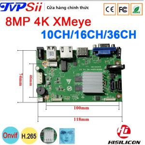 Đầu Ghi Video Giám Sát 16CH 4K CCTV DVR NVR Với Tính Năng Nhận Diện Khuôn Mặt SATA DC12V XMeye H.265+ Bo Mạch Chủ 36 Kênh Onvif