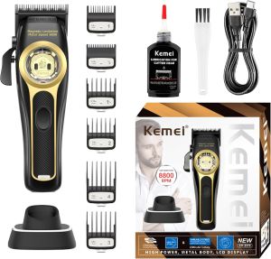 Kemei KM-2373 Hair Clipper For Men Original Magnetic Levitation Motor Professional Barber Razor Trimmer Charging Base