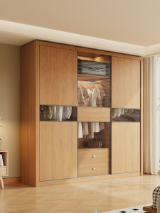 Full Solid Oak Sliding Door Wardrobe Large Capacity