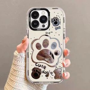 Adorable Dog Paw Full Cover Transparent Silicone Phone Case for Redmi K80 pro Womens Style Anti-Fall Protection Cover Cute Minimalist Design