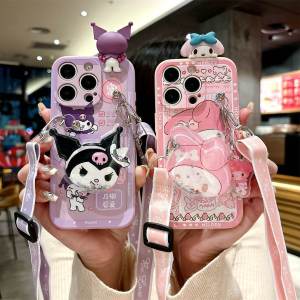 Cartoon Bear Melody Huawei Nova10 9 8SE Phone Case pro Kurokos 9Z Cute Nova6 pro Stand Youth Edition Fall Proof Crossbody Rope