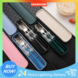 3 in 1 Chopsticks Spoon And Fork 304 Stainless Steel Portable Creative Metal Cutlery Set Chopsticks Spoon Fork/Box Essential Artifact For Student Travel Fashion Multi-Color Optional