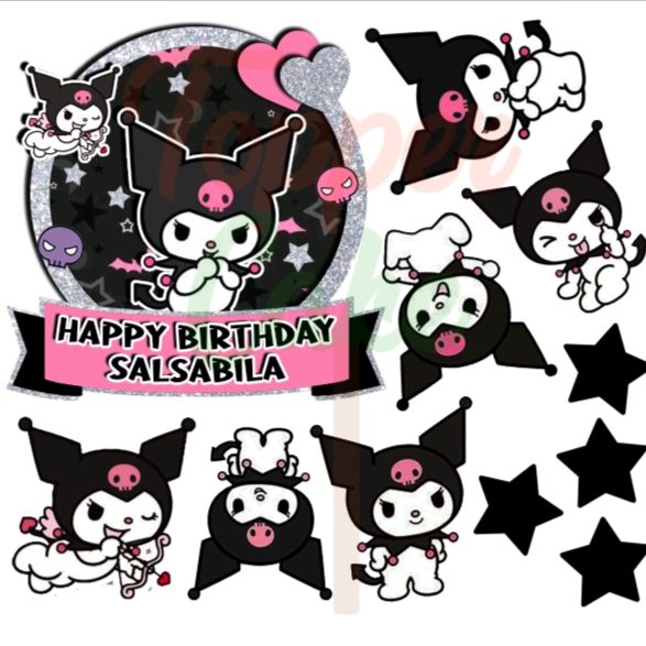 Topper Cake kuromi Gratis tambah nama, usia, foto/ hiasan kue ulang