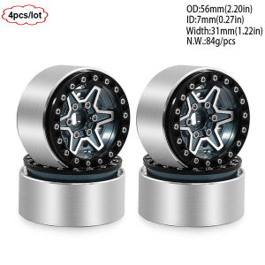 ONEVAN | 4PCS 1.9 inch Metal Wheel Rim For 1/10 Traxxas TRX4 TRX6 SCX10 90046 AXI03007 D90 VS4-10 YK 4102 RC Crawler Upgrade Parts