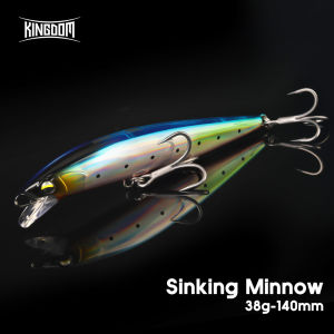 Kingdom Heavy Minnow Lure 140mm 38g Sinking Rolling Wobblers Artifical Hard Bait For Saltwater Seabass Pike Fishing Tackle