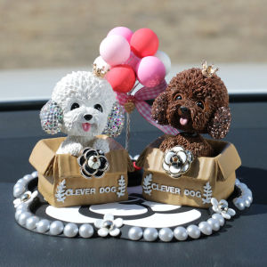 Cute Shaking Head Poodle Car Decoration Car Accessories Creative Doll Decoration Car Supplies Dashboard Doll