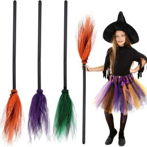 UFANSM Colorful Witch Broom Cosplay Costume Accessories Detachable Kids Cosplay Flying Home Decor Decoration Witch Props Masquerade Halloween