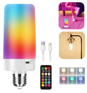 Rechargeable Emergency Light Bulb with Remote Color Changing Battery Powered USB LED Bulbs 12 RGB Color Dimmable E27 for Power