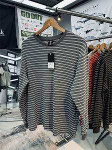 Island Country Order! Double-Sided Velvet Technology Self-Heating Moisture Absorption Breathable Quick-Drying Men Loose Outdoor Stripes Long Sleeves T-shirt