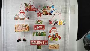 Christmas Door Hanger Party Pendants Santa Claus Snoweman Elk Paper Banner Merry Christmas Decoration For home