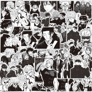 Bandai | Bộ Hình Dán Anime Jujutsu Kaisen - 10/30/65 Chiếc Đen Trắng Itadori Yuji Hoạt Hình Đề Can Cho Sổ Lưu Niệm Ván Trượt Ốp Điện Thoại Chống Thấm Nước Trang Trí