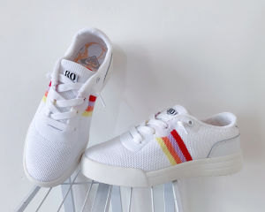 Large Size Canvas Shoes Womens Slip-On Thick Bottom Platform Knitted Surface Lazy Persons White Sneakers Casual Style