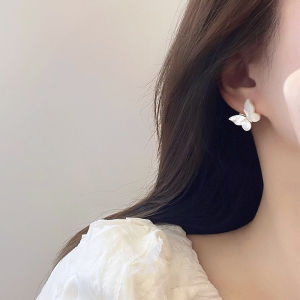 Fashionable Shell Butterfly Earrings Pure Silver Earring Studs Luxury Design Sensation High-End Pearl Mother-of-Pearl Earrings