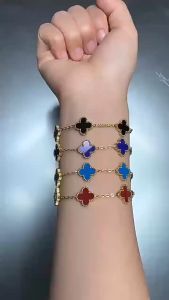 Gelang Rantai Titanium Clvr Pink & Biru 08cm Bolak Balik