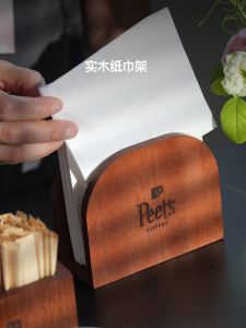 Elegant Wooden Table Napkin Holder Stand Restaurant Commercial Use Dining Table Top Paper Towel Rack Practical Home Storage
