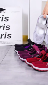 LYL-Fashion Korean Sneakers for Women Breathable Lightweight Walking Shoes Outdoor Sports Shoes for Women Elderly Comfortable Walking Shoes Flat bottom Non-slip Rubber Shoes Daily Casual Shoes