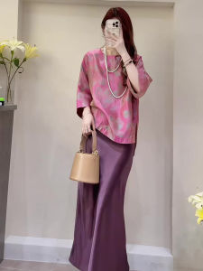 New Chinese Style Womens Fashion Set Summer High-End Shirt Waist-Cinching Mini Skirt Two-Piece Set Elegant Ladys Outfit