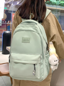 OUDENGPAI | Large Capacity School Backpack For Junior And High School Girls Simple Green Double Shoulder Bag Primary School Students Universal Match