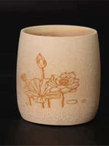 Small Tea Cup Bamboo Craftsmanship White Wine Bamboo Cup Water Bottle Traditional Chinese Handmade Artifacts Jingdezhen Origin