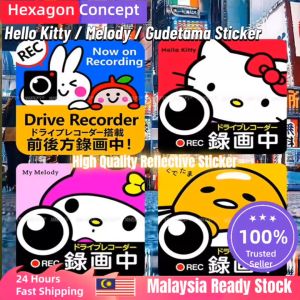 Hello Kitty / Melody / Gutetama REC Recording Reflective Car Sticker Motor Decals