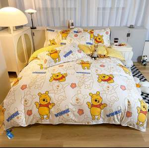 ผ้าห่ม ผ้าปูที่นอน (ลายพูขาว) ขนาด 3|5|6 🛌 ฟุต เนื้อผ้าคอตตอน 100% หนานุ่ม สีไม่ตก 🛒🌷🌸🌈