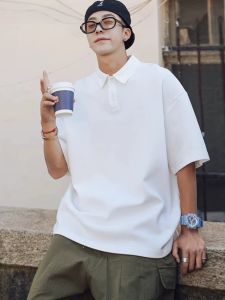 Extra Large Size 150.00kg Polo Shirt Short-Sleeved Mens Summer Couple Lapel Shirt Heavy Weight T-shirt Loose Half-Sleeve Top