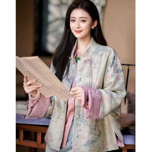 HARSIDE Chinese Style Embroidered Jacket Heavy Embroidery Button Splicing Early Spring Green Open Cardigan Womens Fashion