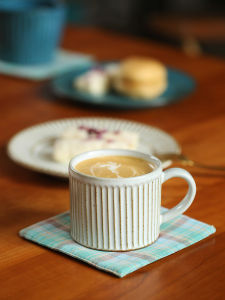 Handmade Vintage Ceramic Coffee Cup Nordic Ins Style Latte Mug Japanese Coarse Porcelain Mark Cup with Plate Coffee Accessories