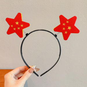 Childrens National Day Hairband Headwear Five-star Red Flag Girls Activity Hairband Little Girl Festival Hair Accessories