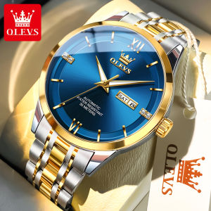 OLEVS | OLEVS 7061 Luxury Brand Mens Watches Stainless Steel Simple Dual Calendar Classic Fashion Automatic Mechanical Watch for Man