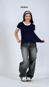 Zeneya Buy 1 Take 1 Ringer Super Stretch Ladies Roundneck Top Ribbed Basic Slim Fit Plain Tees