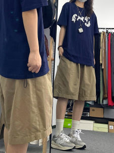 กางเกงขาสั้นทำงานสีกรมท่าสำหรับผู้หญิงในช่วงฤดูร้อน สไตล์กลางแจ้ง ทรงหลวม ห้าส่วน กางเกงขายาวครึ่งตัว กางเกงขายาวห้าส่วน