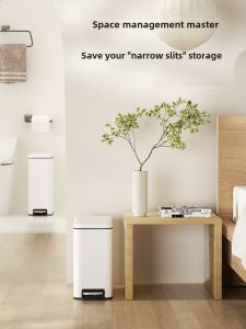 Rectangular Trash Can with Lid Bedroom Living Room Waterproof Small Size New 2024 Luxury Cream Style Toilet Dustbin Home Use