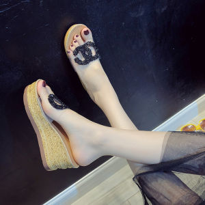 Trendy Transparent Thick Heel Womens Sandals Summer 2024 Outdoor Wear Anti-Slip High Heel Crystal Slip-On Slippers