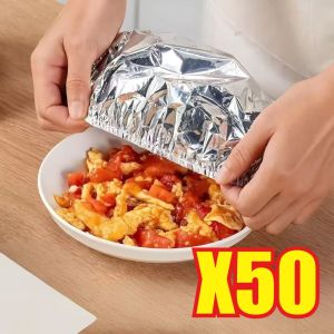 10-50pcs Reusable Aluminum Foil Bowl Cover Heat Insulation And Heat Preservation Food Grade Oven Takeaway Picnic