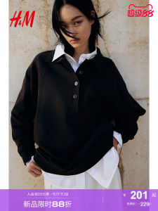 เสื้อสเวตเตอร์คอปกพับแขนยาวผ้าฝ้ายหลวมๆ สำหรับผู้หญิง ฤดูใบไม้ร่วง 2025 ใหม่ แขนยาว คอกลม ทรงหลวม คอกลม แขนยาว คอกลม